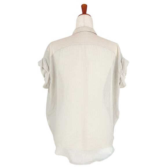 ACNE Vintage Y2K Old Tag Sheer Ivory Textured Silk Button-Up Blouse 34 (US XS/2) - Picture 7 of 9